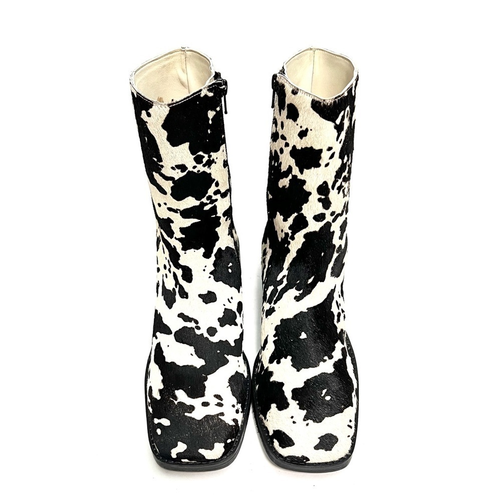 Vintage Y2K deadstock cow print pony hair square toe western fashion boots - Picture 4 of 9